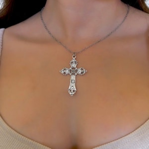 Dolls Kill Jewelry - NEW Dolls Kill Silver Dainty Heavenly Chain Necklace w/ Gothic Cross